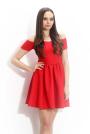 Red dress with fallen shoulders