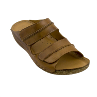 Comfortable brown women's slippers with velcro 406ANTIK