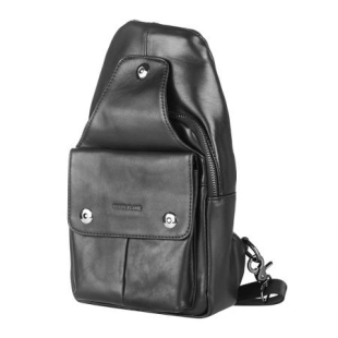 Black men's genuine leather shoulder bag SFF13