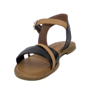 Women's casual low sandals genuine leather in brown and black ARABIKA01BLACK