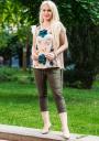 Women's set of floral blouse and 7/8 pants color tobacco Avangard