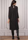 Elegant long dress with long sleeves in black polka dots Avangard