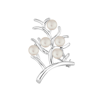 Silver tree shape brooch with white freshwater pearls Swan