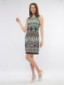 Women's dress in turquoise color with motifs 8177