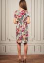 Ladies elegant linen floral dress with black belt multicolored Avangard 