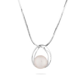 Сребърно колие със сладководна бяла перла IP0121W Swan