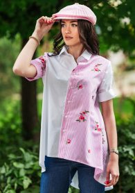 Tunic shirt in two colors white and pink right Avangard