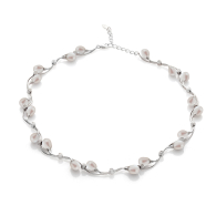 Colie din argint cu perle albe naturale si zirconii IHL0043W Swan