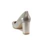 Elegant women's high-heeled shoes made of genuine leather in silver and beige lacquer 21190
