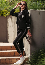 Sports black set of jacket with hood and pants Avangard