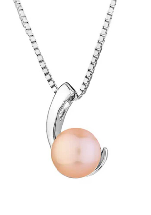 Women's silver necklace with pink pearl SP0002AP