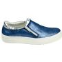 Women's blue leather flat sport shoes 653blue