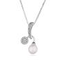 Silver necklace with natural white pearl and zirons CAA083NW Swan