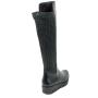 Women's black leather high boots with stretch on back