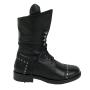 Women's black leather boots with studs 32211