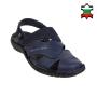 Men's blue leather sandals with movable strap 19229