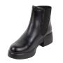 Women's black leather boots with elastic and thick soles 32782