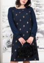 Elegant women's dress in blue color with trapezoidal sleeves Avangard