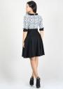 Women's elegant jacquard top in flowers print with black wide skirt RUMENA