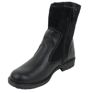 Warm men's black leather boots with labms lining 20504