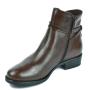 Women's brown leather boots with side buckle 20493