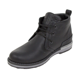 Men's black leather boots with warm lining 34170