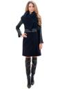 Ladies black coat with wide collar and faux leather sleeves Radek's Collection