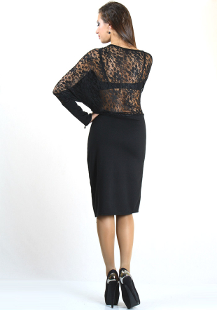 Black dress with lace back and zippers BF Rumena