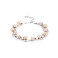 Silver bracelate with pink pearls and zircons FN662BP Swan