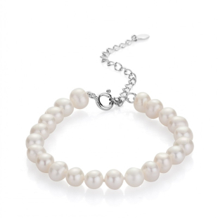 Bracelate with fresh water white pearls 7,5-8mm R04378BW Swan