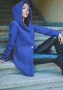 Women's coat in blue with a hood 12106-404