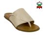 Women's beige leather flip-flops 19239