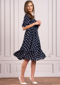 Long women's dress blue color with dots Avangard