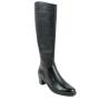 Women's black leather high boots with croco effect
