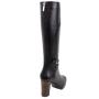 Women's black leather boots with back zipper and decorative strap with buckle 32807