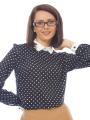 Дамска черна блуза на бели точки 81834-930-100