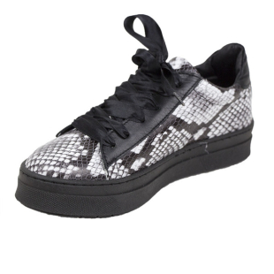 Women's sneakers natural leather black color imitation snake skin MATISA05