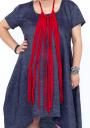 Maxi denim dress, asymmetrical with decoration Ilina fashion