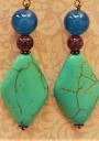 Women's designer earrings with turquoise, amethyst and agate FW2114