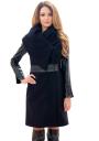 Ladies black coat with wide collar and faux leather sleeves Radek's Collection