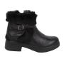 Women's black leather boots with rabbit fur collar 32781