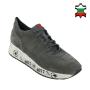 Men's grey suede leather trainers with black and white soles
