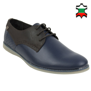 Men's blue and brown leather shoes