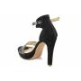 Women's high-heeled sandals with closed heel made of natural suede and lacquer in black color with anatomical insole 21265