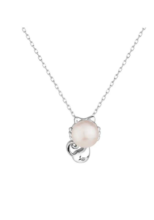 Ladies Silver Necklace with White Freshwater Pearl LA691NW