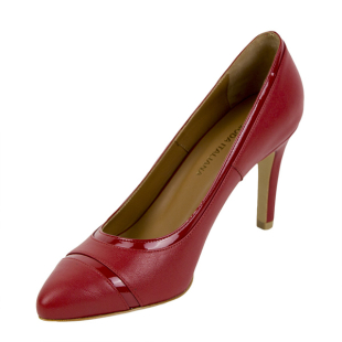 Women's shoes elegant high heel 9 cm red genuine leather 19122RED