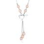 Сребърно колие сърце с розови сладководни перли D006NP Swan
