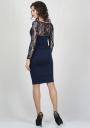 Navy dress with floral motifs lace back and sleeves RUMENA