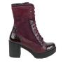 Women's boots casual bordeaux thick heels and ties and zipper