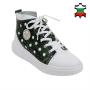 Women's sneakers made of genuine leather in white and green 21228